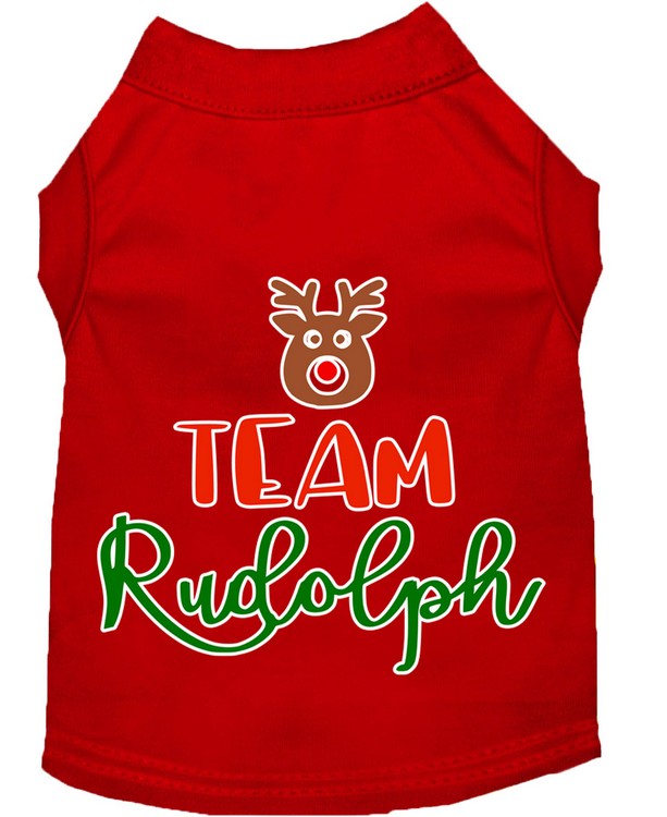 Team Rudolph Screen Print Dog Shirt Red XL